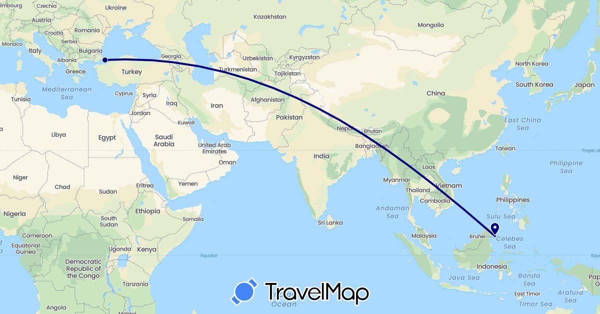 TravelMap itinerary: driving in Malaysia, Turkey (Asia)